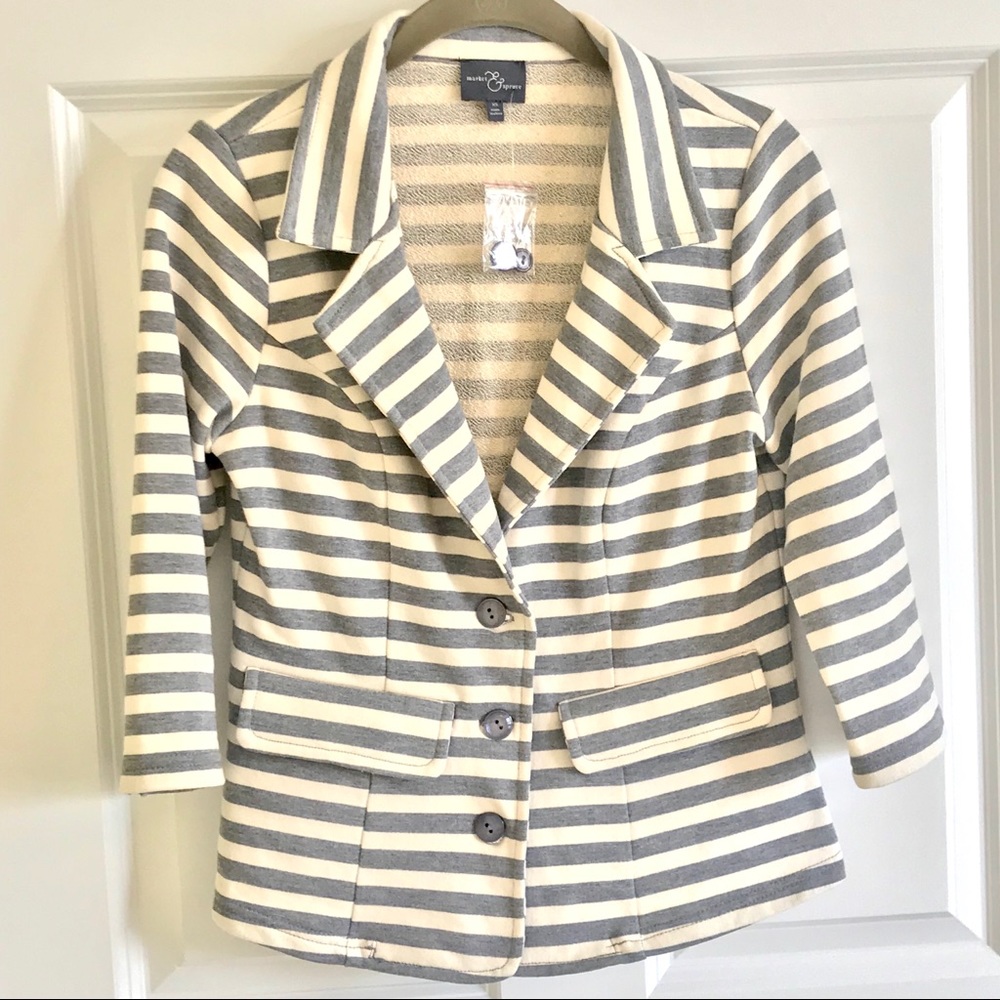 Market & Spruce Grey Striped Knit Jacket NWOT